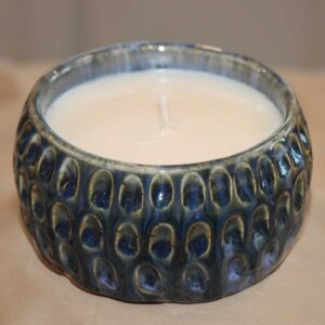 8 oz Textured Ceramic Candle-Butterscotch & Bourbon Scented