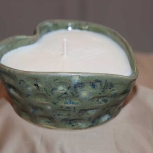 8 oz Textured, Heart Shaped, Ceramic Candle-Butterscotch & Bourbon Scented